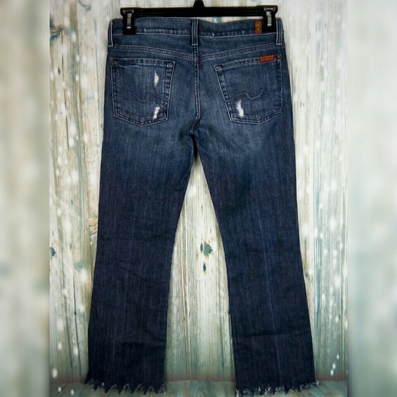 7 for all mankind distressed raw hem denim jeans 28 - Picture 3 of 8